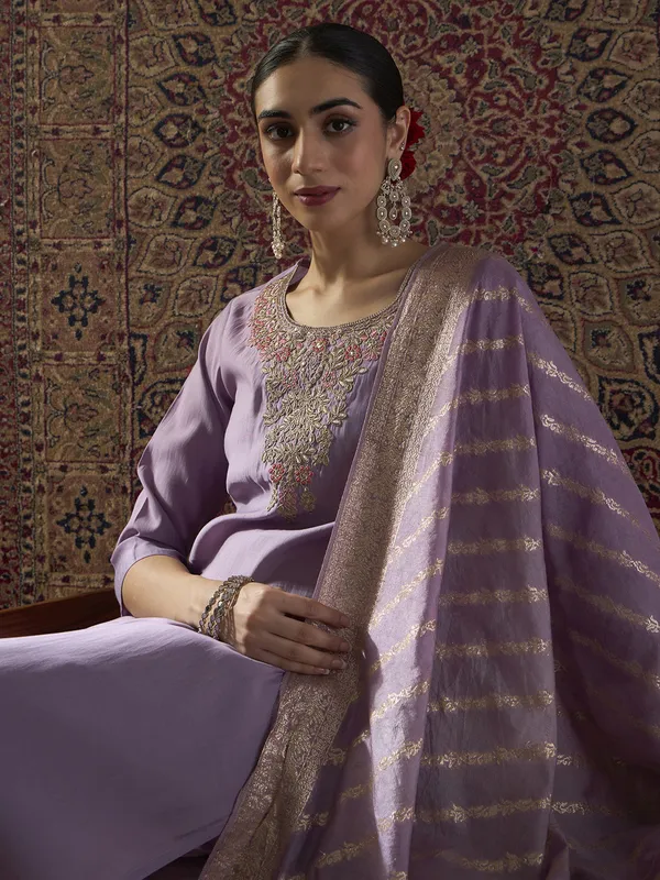 Purple_Embroidered_Silk_Kurta_Trouser_Dupatta_Set