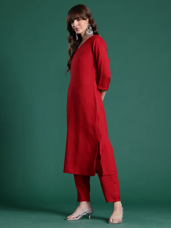 Red_Pure_Cotton_Printed_Kurta_Trouser_Dupatta_Set