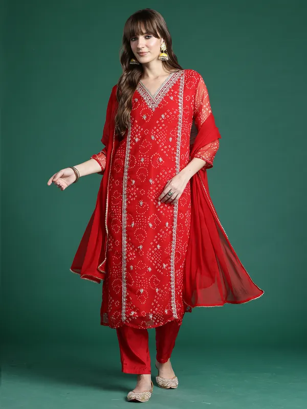 Red_Embroidered_Silk_Chiffon_Kurta_Trouser_Dupatta_Set