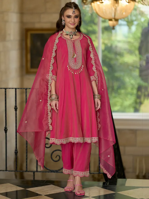 Pink_Embroidered_Silk_Blend_Kurta_Trouser_Dupatta_Set