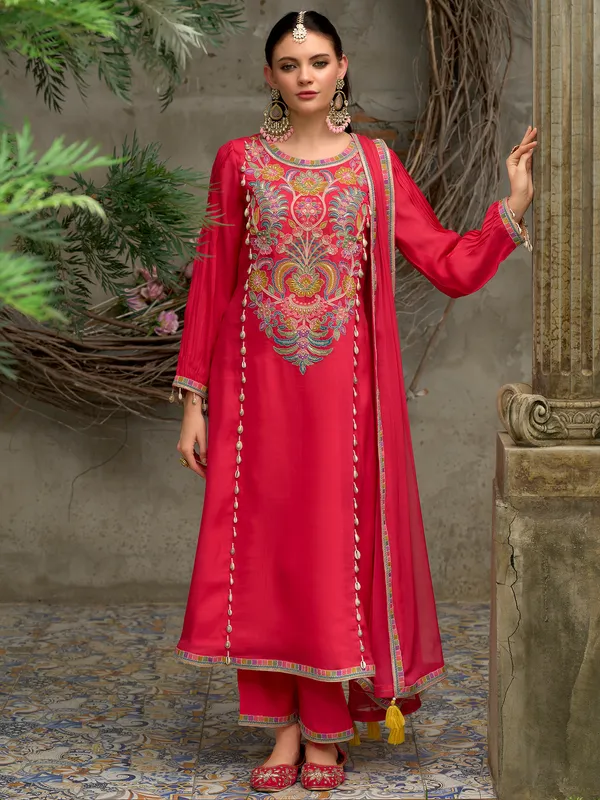 Pink_Embroidered_Silk_Blend_Kurta_Trouser_Dupatta_Set