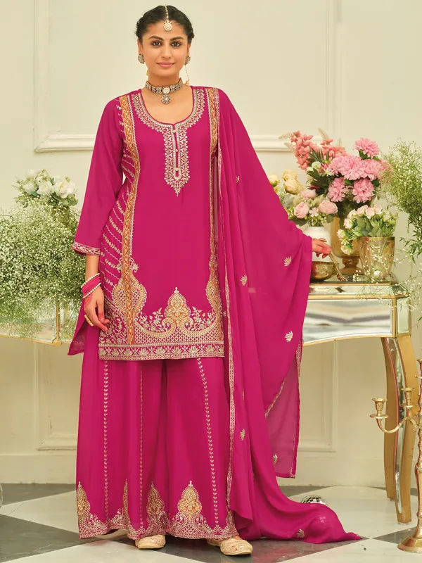 Pink_Embroidered_Chinon_Kurta_Trouser_Dupatta_Set