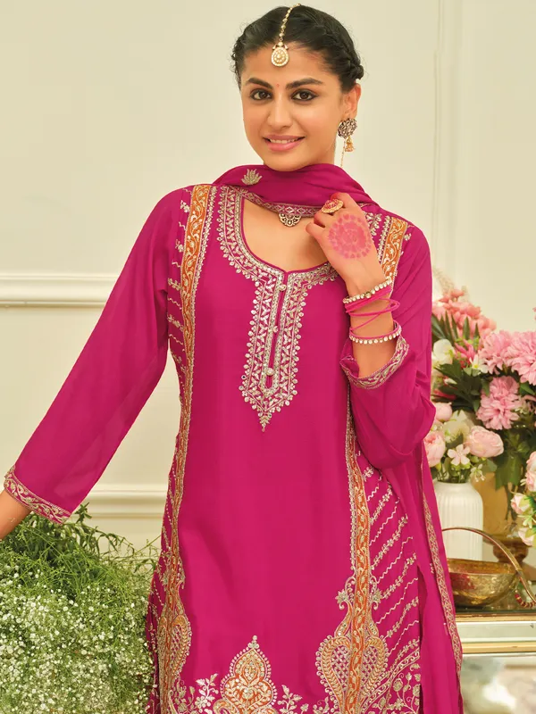 Pink_Embroidered_Chinon_Kurta_Trouser_Dupatta_Set