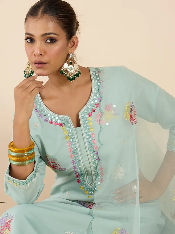 Sea_Green_Embroidered_Silk_Blend_Kurta_Trouser_Dupatta_Set