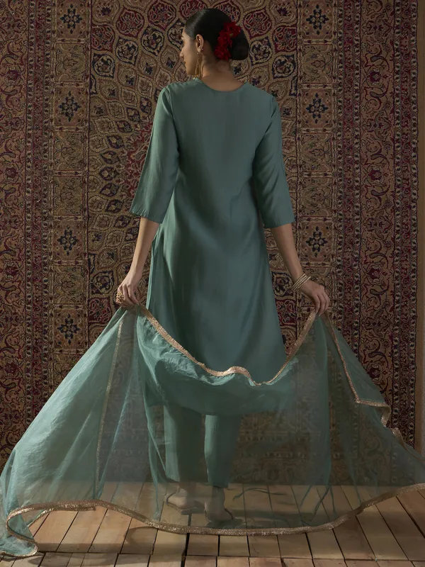 Sea_Green_Silk_Blend_Embroidered_Kurta_Trouser_Dupatta_Set