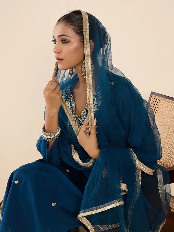 Teal_Embroidered_Straight_Kurta_Trousers_With_Dupatta_set