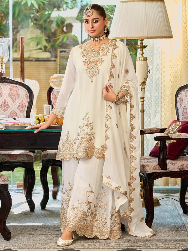 White_Embroidered_Chinon_Kurta_Trouser_Dupatta_Set