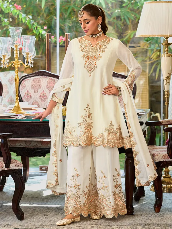 White_Embroidered_Chinon_Kurta_Trouser_Dupatta_Set