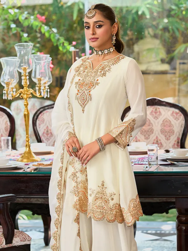 White_Embroidered_Chinon_Kurta_Trouser_Dupatta_Set