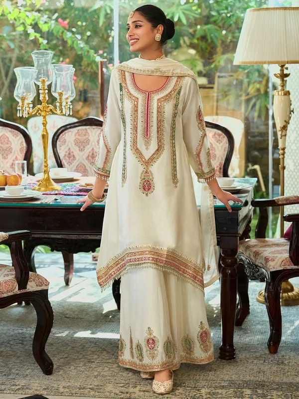 White_Embroidered_Chinon_Kurta_Trouser_Dupatta_Set