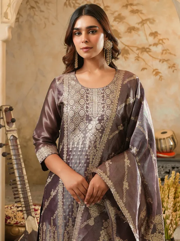 Burgundy_Embroidered_Silk_Kurta_Trouser_Dupatta_Set