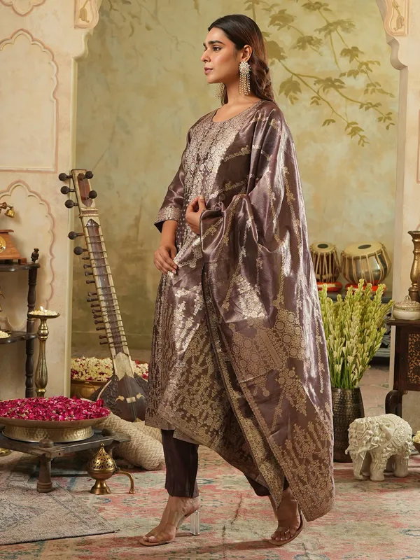 Burgundy_Embroidered_Silk_Kurta_Trouser_Dupatta_Set