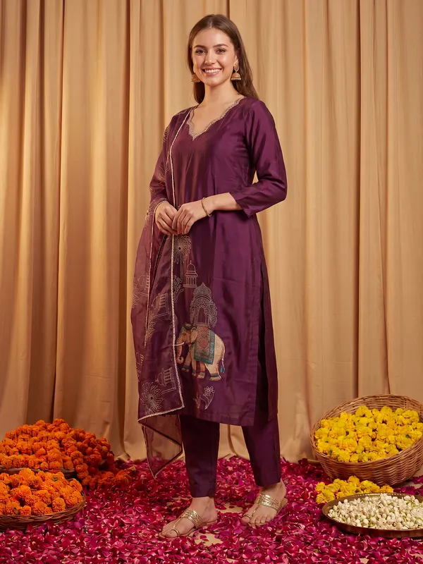 Burgundy_Embroidered_Straight_Kurta_Trousers_With_Dupatta_Set