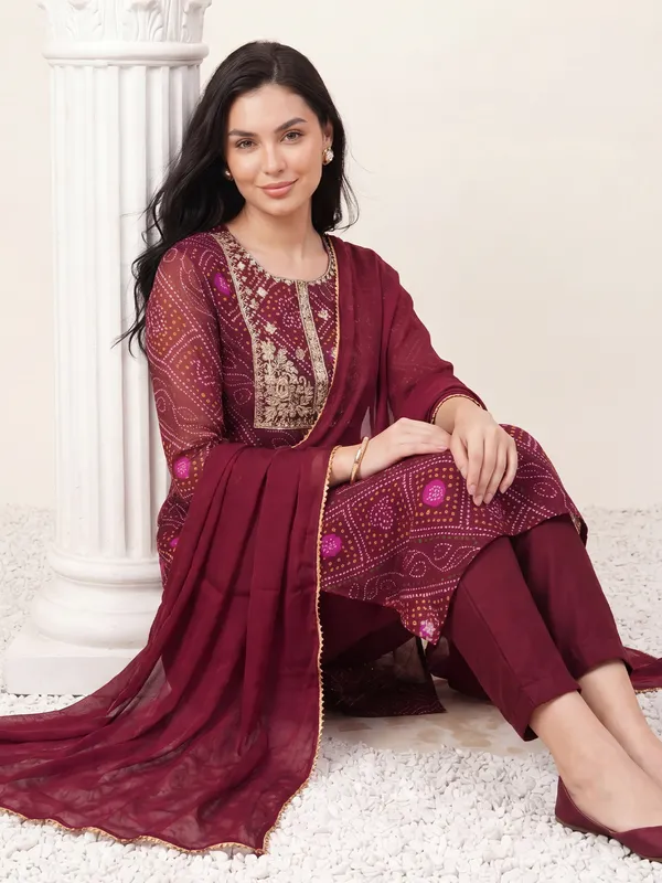Burgundy_Embroidered_Straight_Kurta_Trousers_With_Dupatta_Set