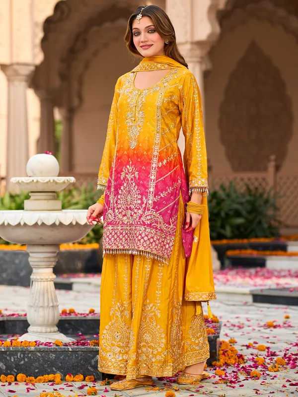 Yellow_Embroidered_Silk_Kurta_Trouser_Dupatta_Set
