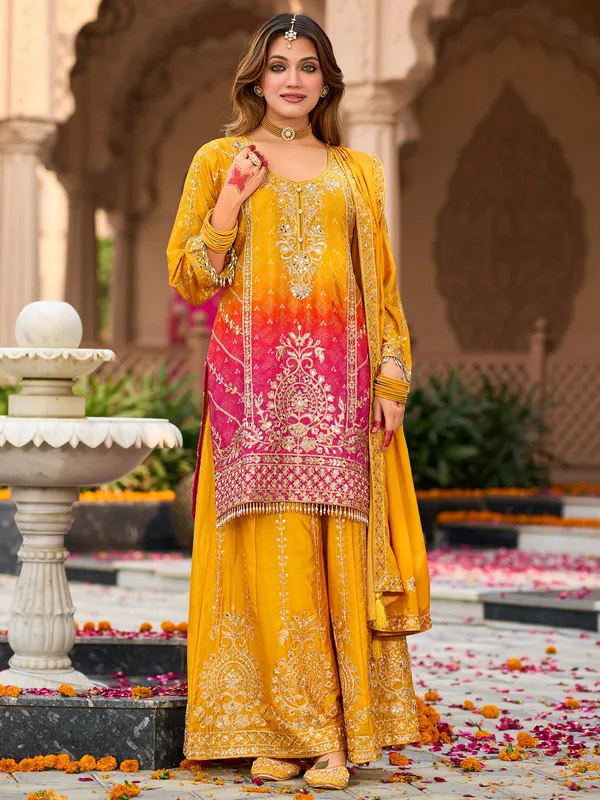 Yellow_Embroidered_Silk_Kurta_Trouser_Dupatta_Set