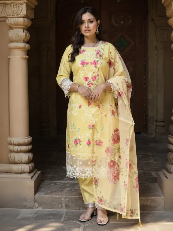 Yellow_Embroidered_Silk_Kurta_Trouser_Dupatta_Set