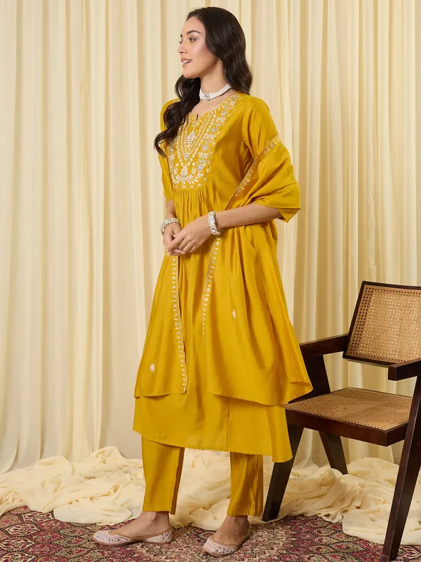 Yellow_Embroidered_Silk_Kurta_Trouser_Dupatta_Set