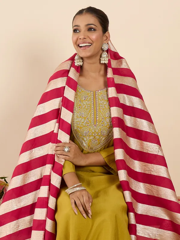 Yellow_Embroidered_Straight_Kurta_Trousers_With_Dupatta_set