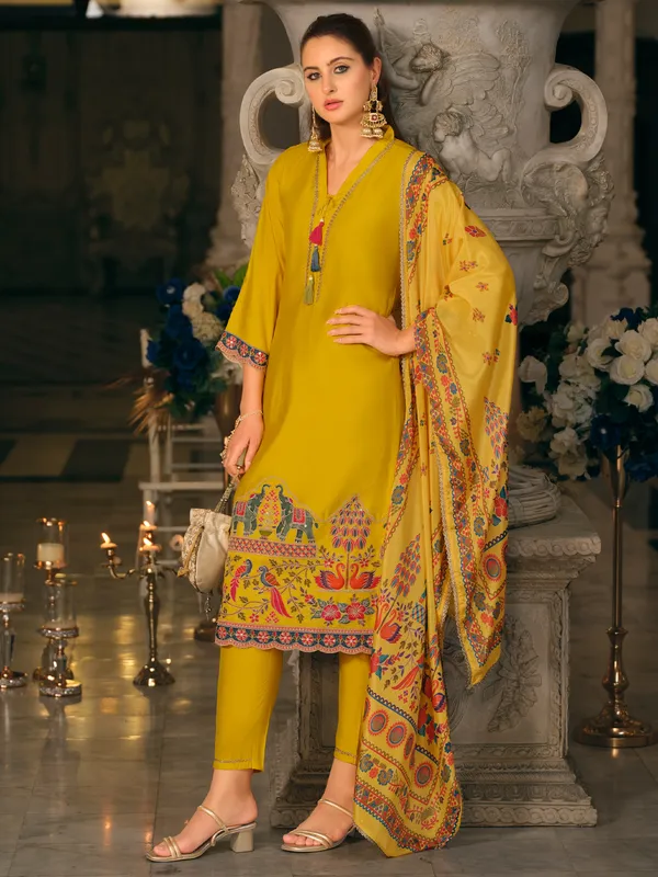 Yellow_Silk_Blend_Embroidered_Kurta_Trouser_Dupatta_Set