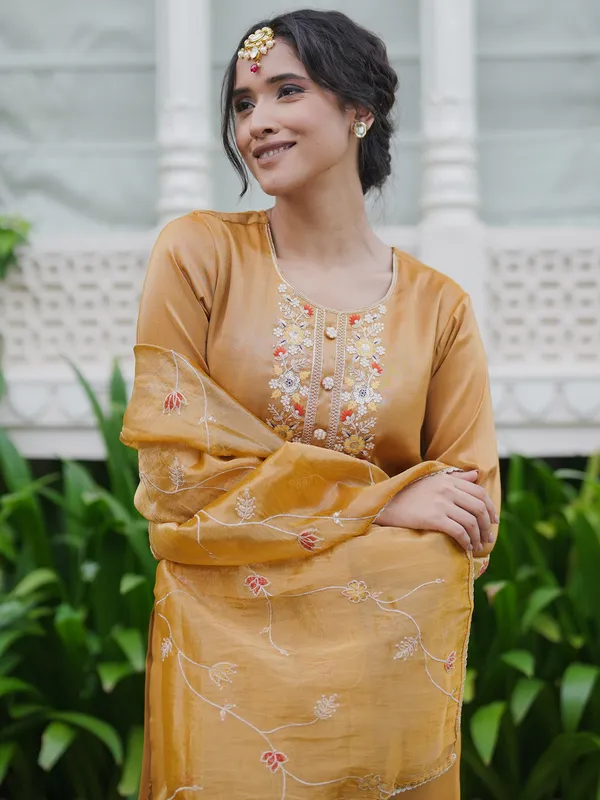 Yellow_Embroidered_Liva_Kurta_Trouser_Dupatta_Set