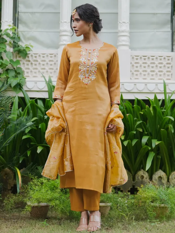 Yellow_Embroidered_Liva_Kurta_Trouser_Dupatta_Set