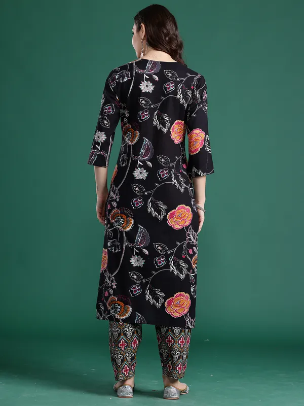 Black_Printed_Pure_Cotton_Kurta_Trouser_Set