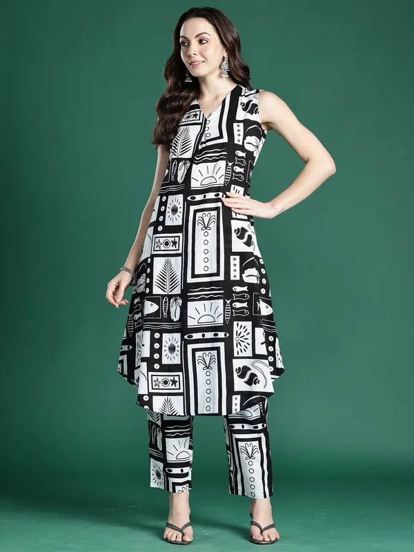 Black_Printed_Pure_Cotton_Kurta_Trouser_Set