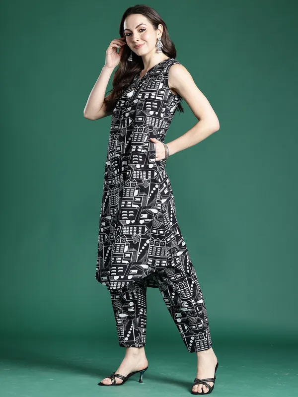 Black_Printed_Pure_Cotton_Kurta_Trouser_Set