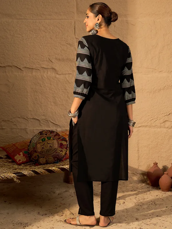 Black_Printed_Pure_Cotton_Kurta_Trouser_Set