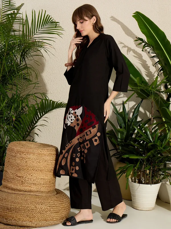 Black_Printed_Pure_Cotton_Kurta_Trouser_Set