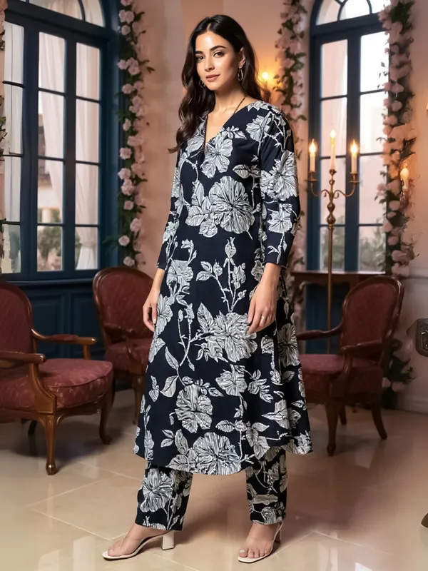 Black_Printed_Pure_Cotton_Kurta_Trouser_Set