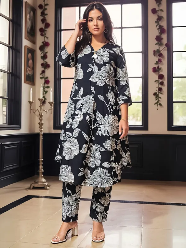Black_Printed_Pure_Cotton_Kurta_Trouser_Set
