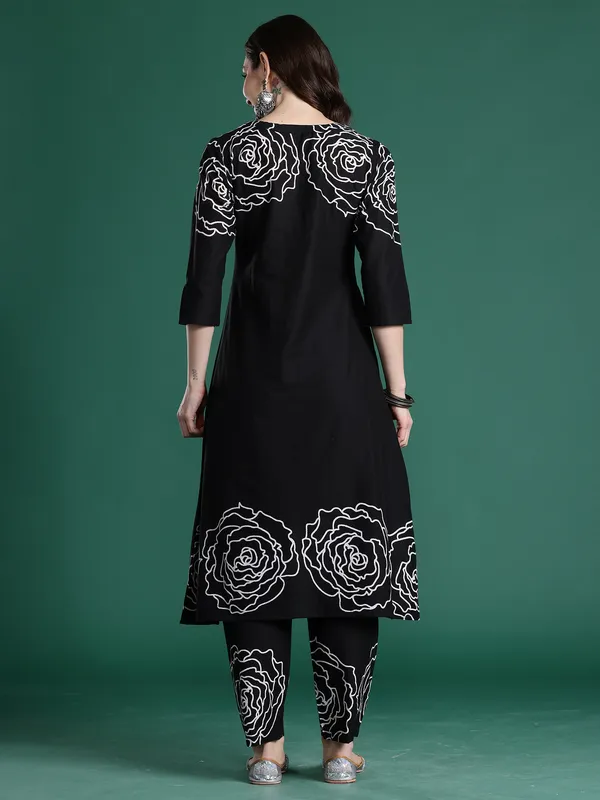 Black_Printed_Pure_Cotton_Kurta_Trouser_Set