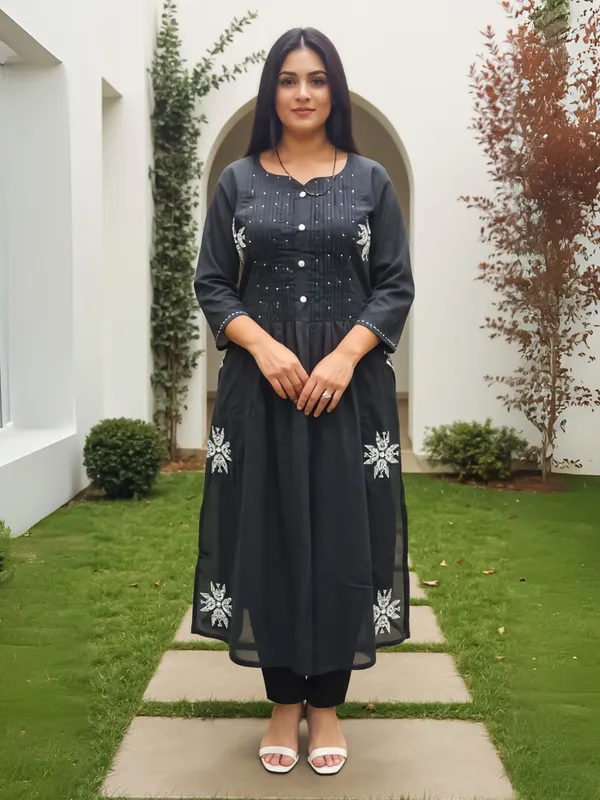 Black_Printed_Pure_Cotton_Kurta_Trouser_Set