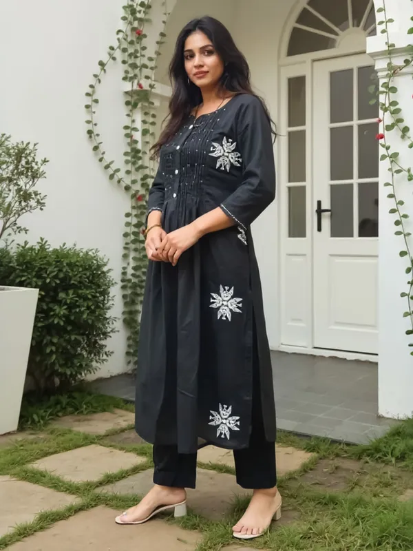 Black_Printed_Pure_Cotton_Kurta_Trouser_Set
