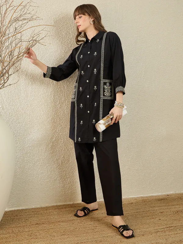 Black_Printed_Pure_Cotton_Kurta_Trouser_Set