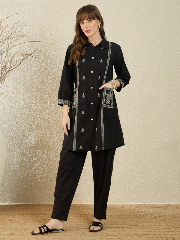 Black_Printed_Pure_Cotton_Kurta_Trouser_Set
