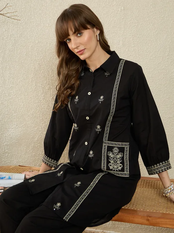Black_Printed_Pure_Cotton_Kurta_Trouser_Set