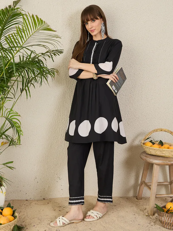 Black_Printed_Pure_Cotton_Kurta_Trouser_Set