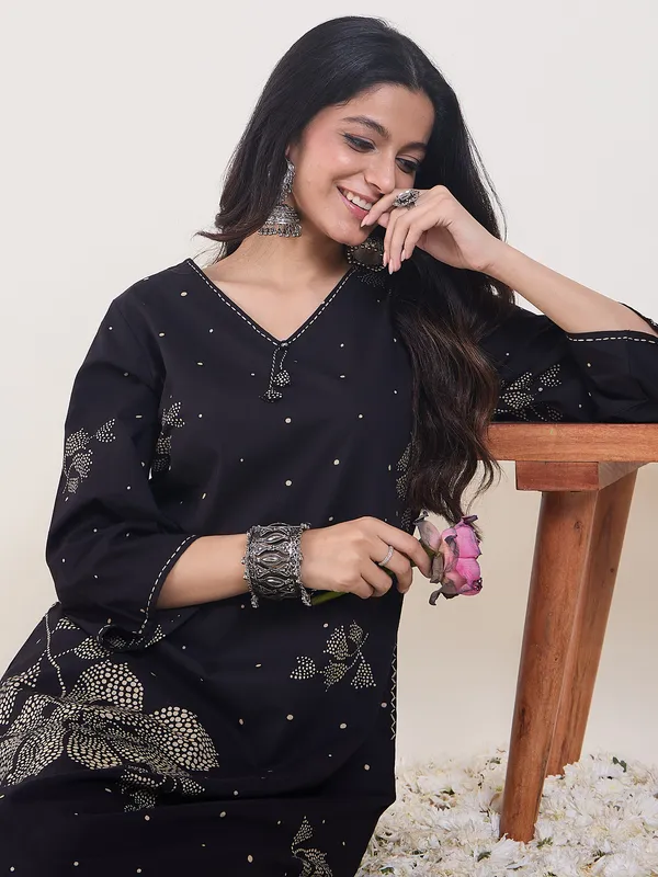Black_Printed_Pure_Cotton_Kurta_Trouser_Set