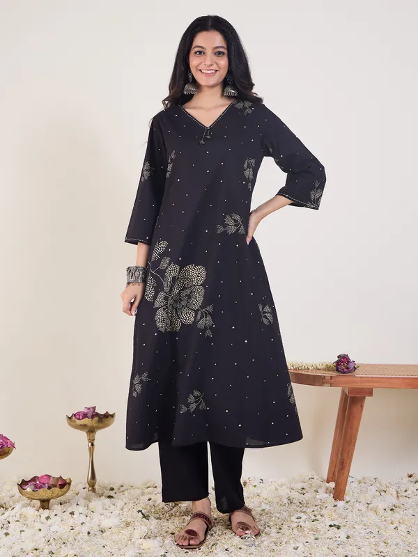 Black_Printed_Pure_Cotton_Kurta_Trouser_Set