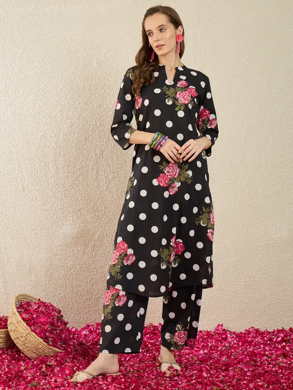 Black_Printed_Pure_Cotton_Kurta_Trouser_Set