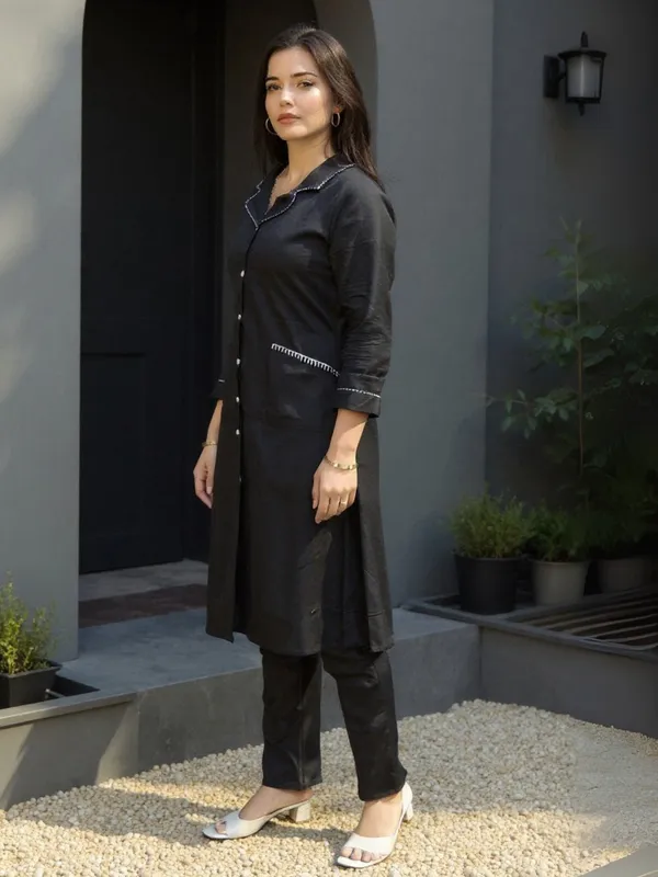 Black_Printed_Pure_Cotton_Kurta_Trouser_Set