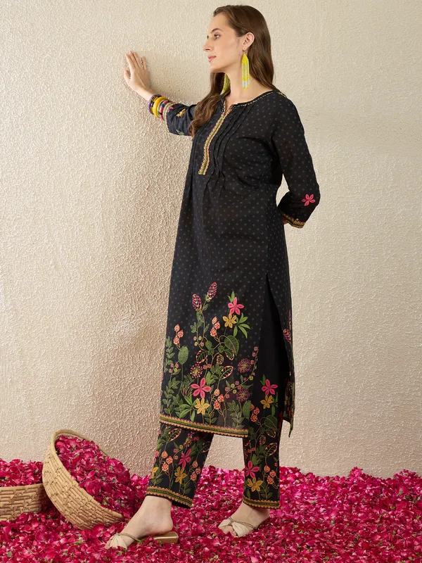 Black_Printed_Pure_Cotton_Kurta_Trouser_Set