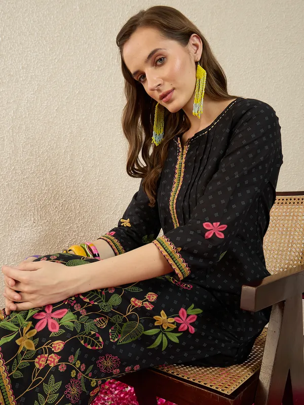 Black_Printed_Pure_Cotton_Kurta_Trouser_Set