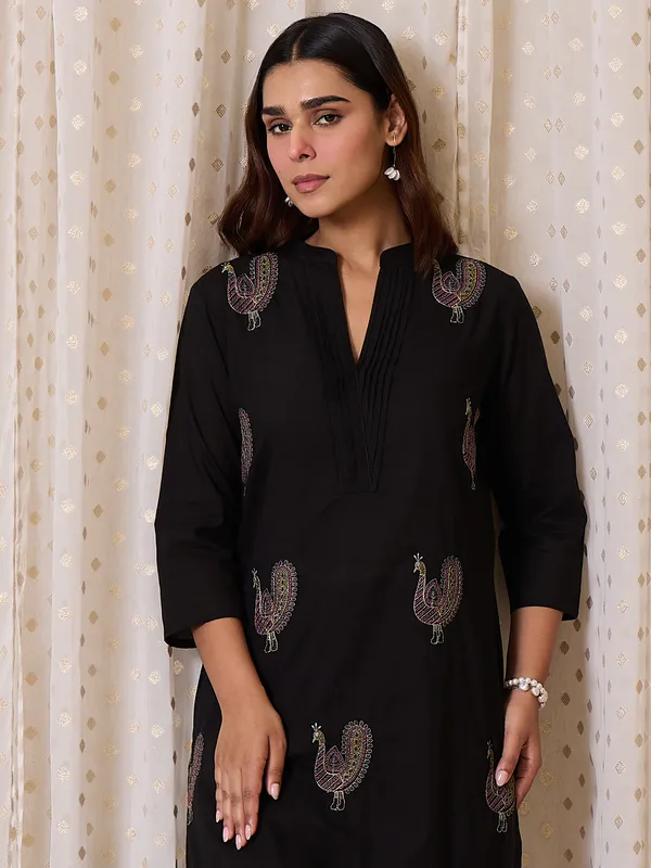 Black_Printed_Pure_Cotton_Kurta_Trouser_Set
