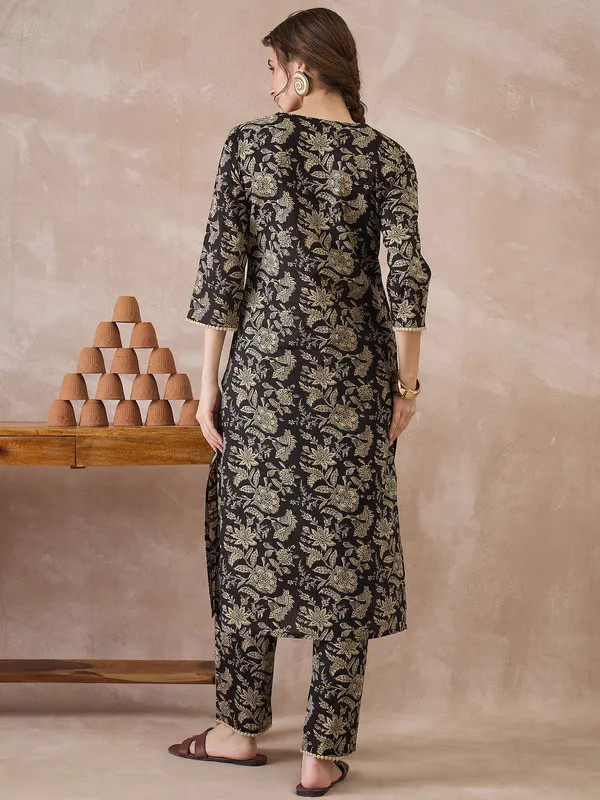 Black_Printed_Pure_Cotton_Kurta_Trouser_Set