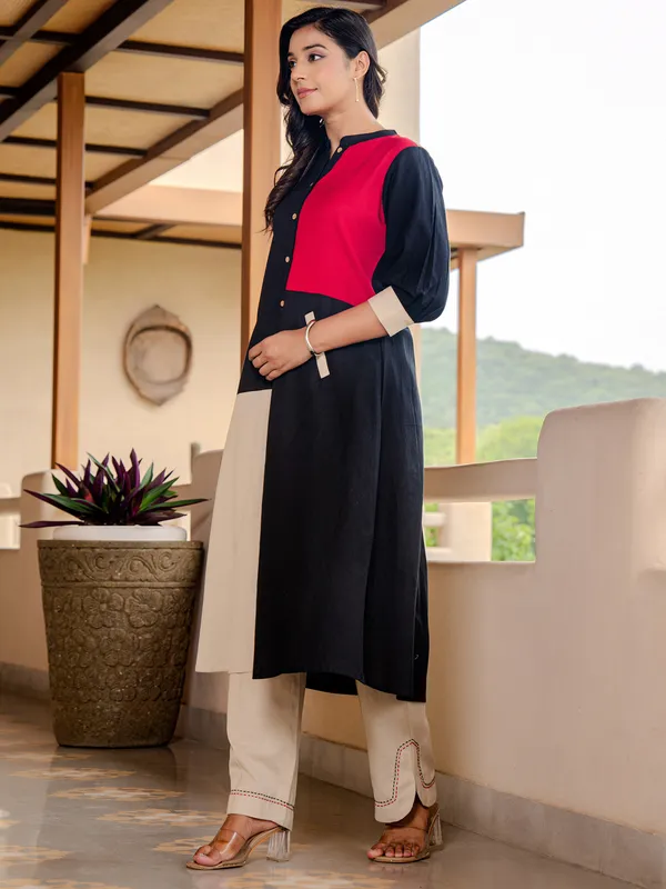 Black_Printed_Pure_Cotton_Kurta_Trouser_Set
