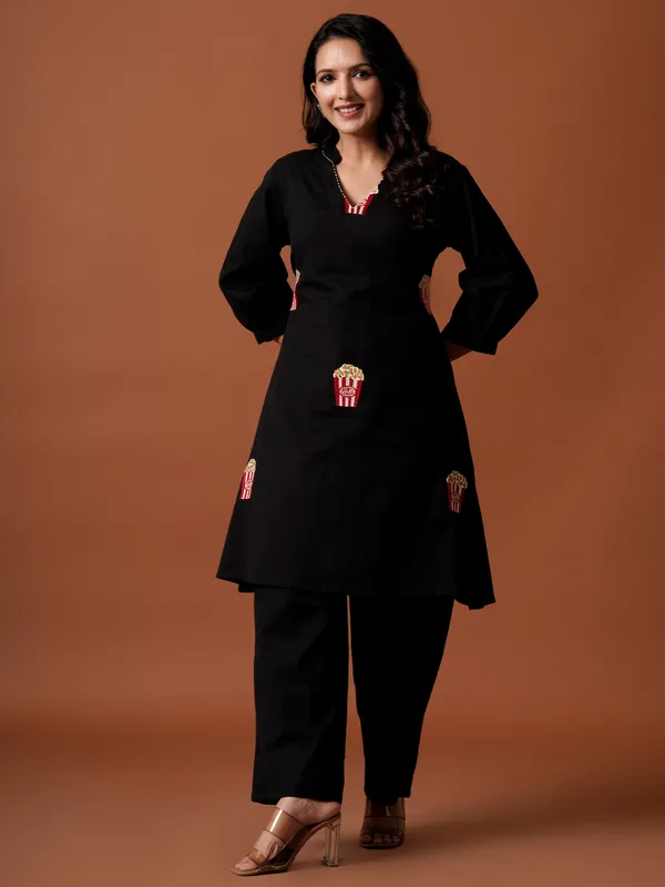 Black_Embroidered_Pure_Cotton_Kurta_Trouser_Set